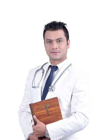 Dr. Rupak Ghimire – renowned dermatologist and hair transplant surgeon in Nepal with over 10 years of experience and 3,000+ successful procedures, specializing in natural hair restoration results.